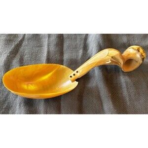 Vintage Abalone Shell Spoon Scoop Hand Carved Mother of Pearl Conch Decor Beachy